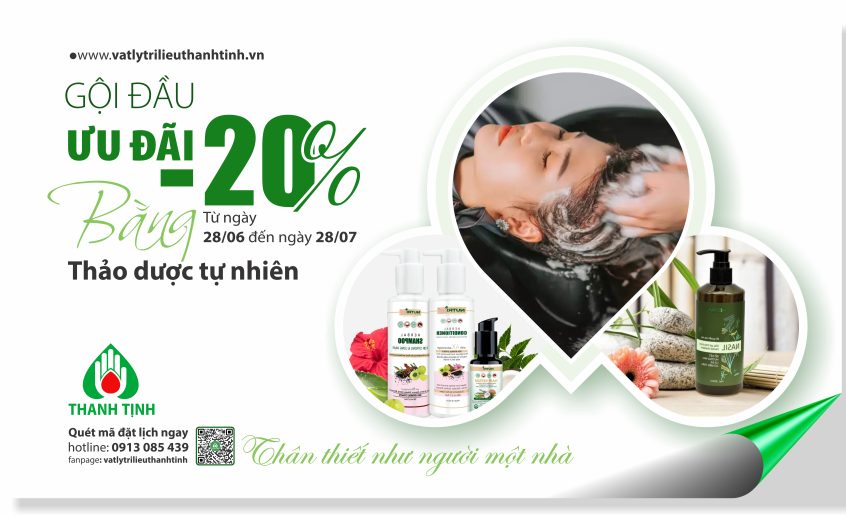 Gội đầu ưu đãi 20% bằng thảo dược tự nhiên